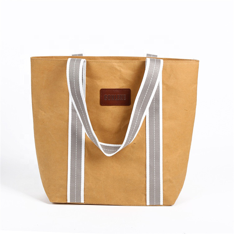 Wholesale customizable logo color washable kraft paper tote shopping bag