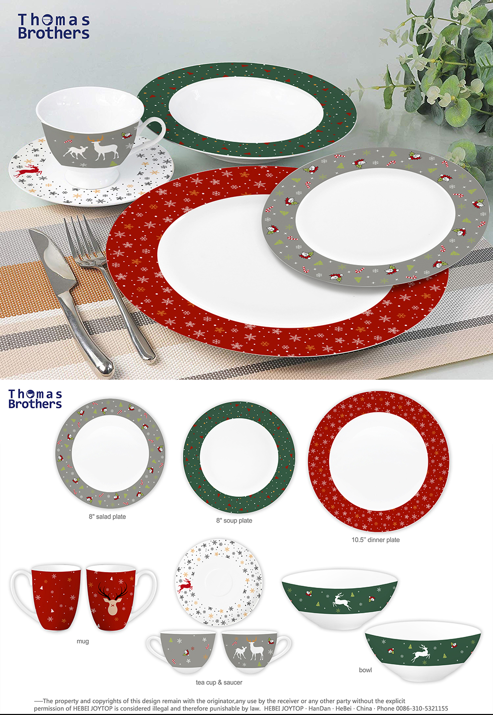 Christmas new bone china dinnerset