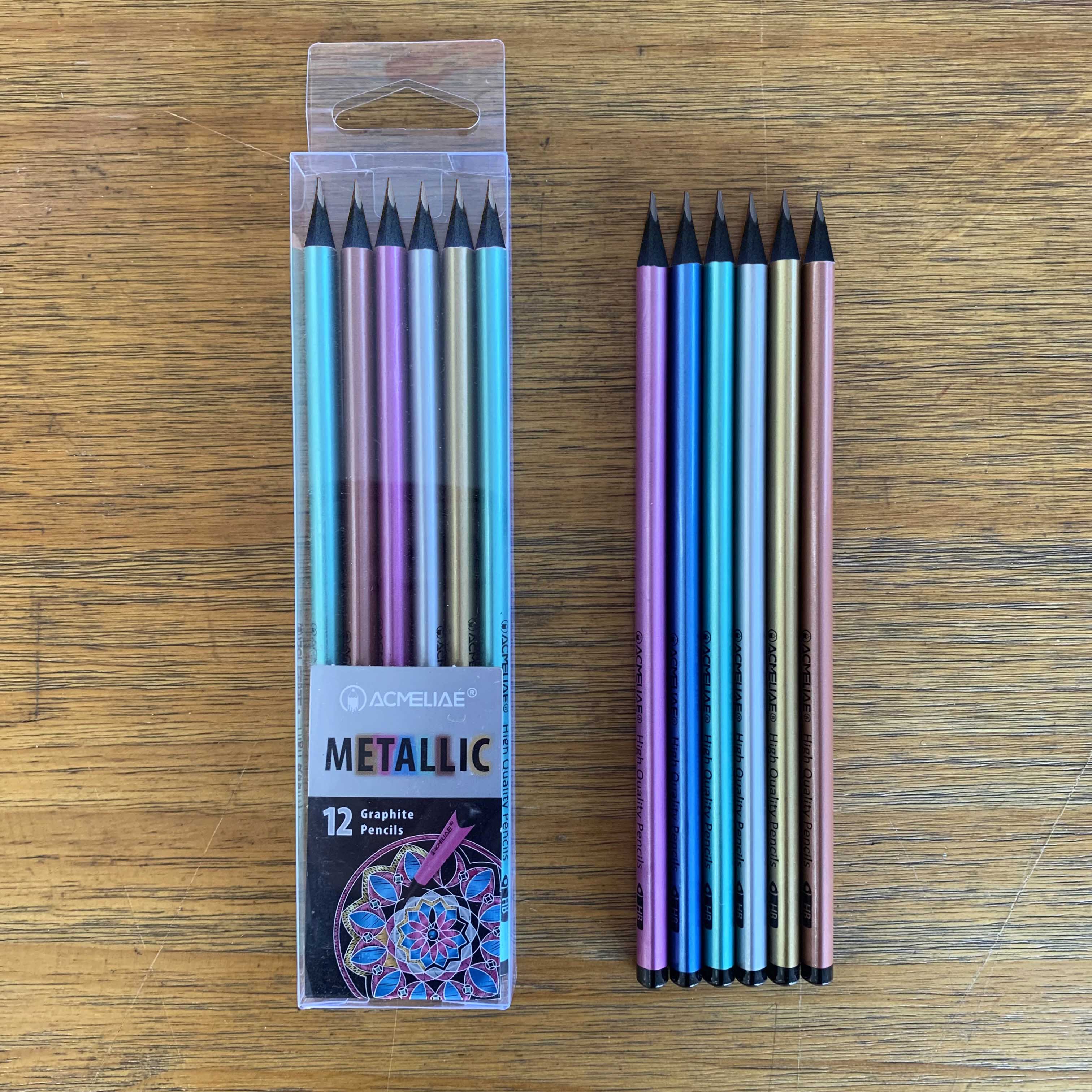 Metallic Body HB Dipped Pencil Triangular-PET box