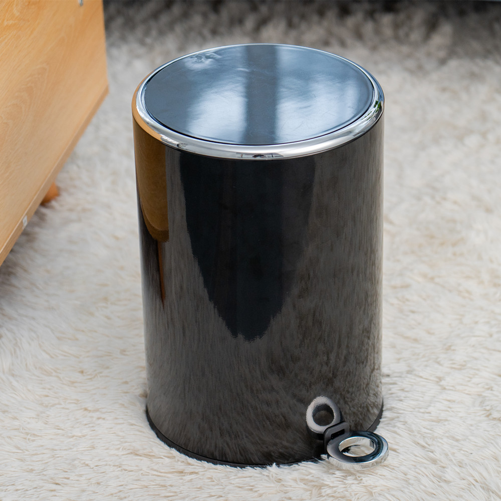 wholesale 5L 8L 12Lquiet closing foot type luxury circular bathroom stainless steel trash can SW6856