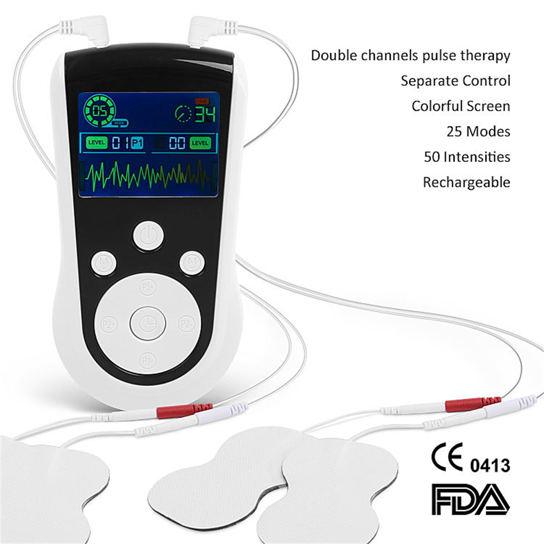 Medical CE big lcd screen tens unit Smart electronic pulse Tens Machine