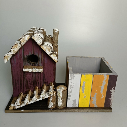 Christmas wooden flower pot