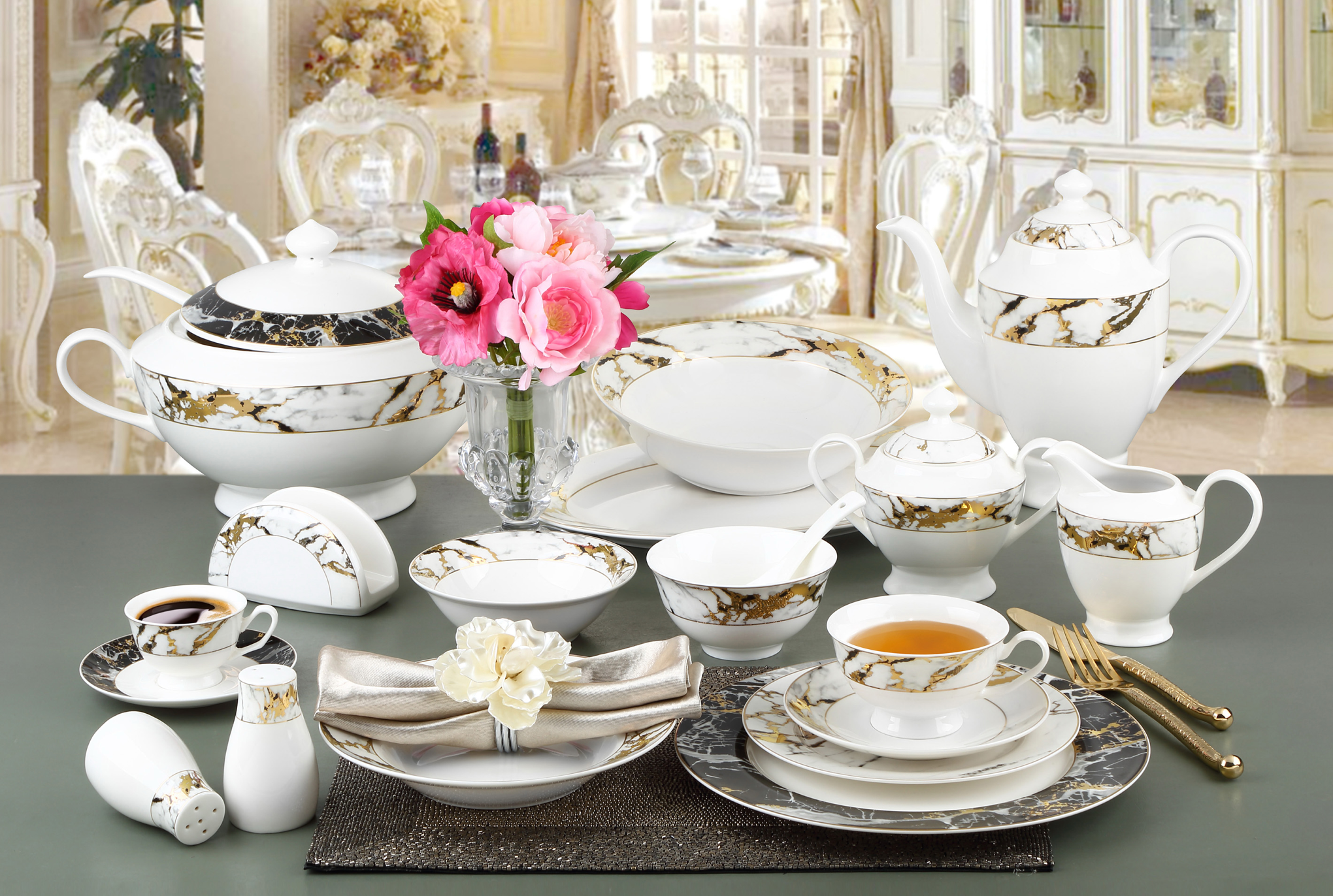 New bone china dinner set dinnerware tableware
