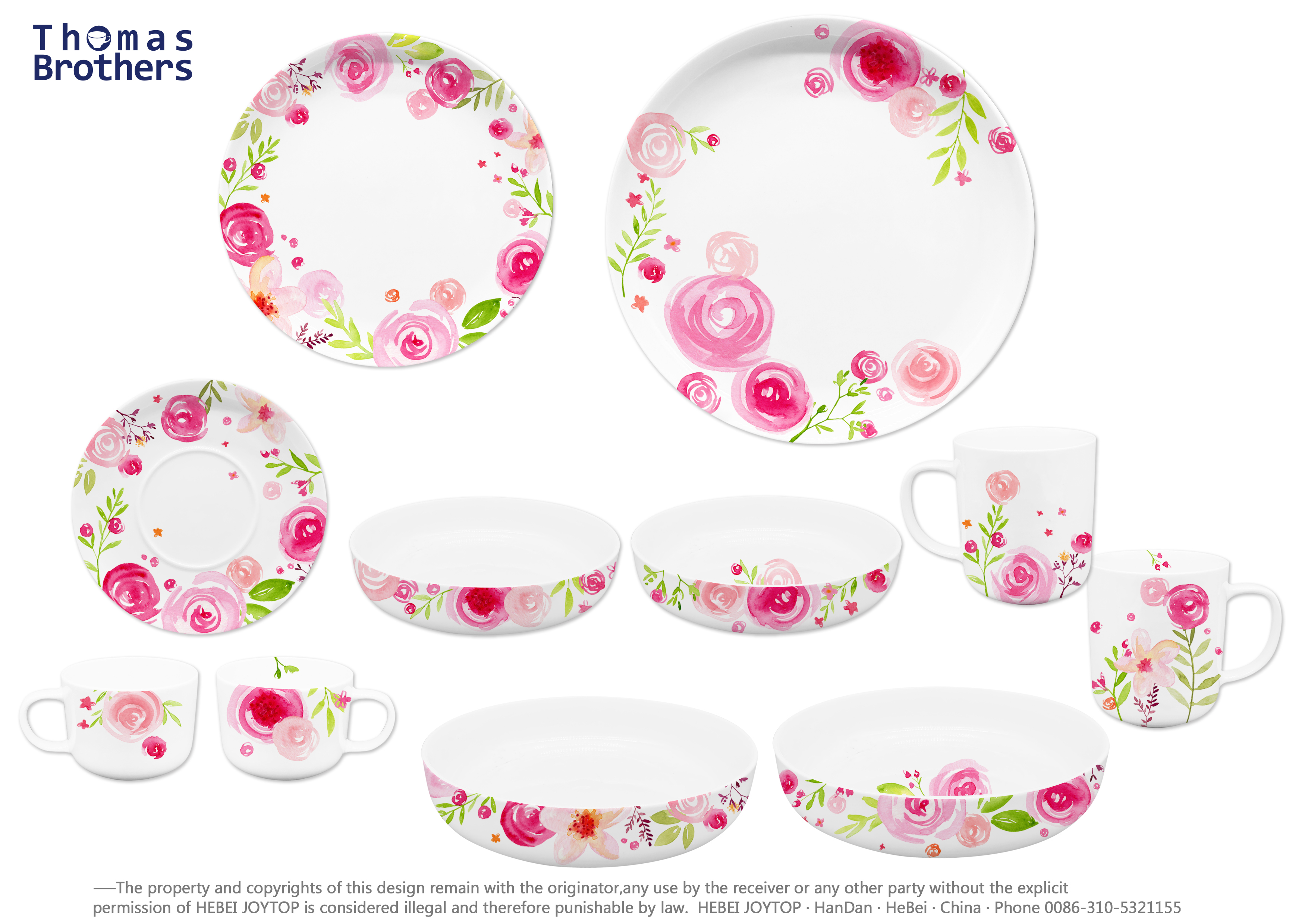 New bone china with flower decor