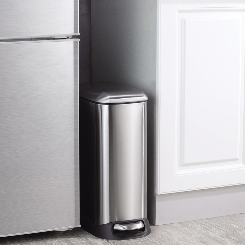 12L 20L waterproof foot pedal stainless steel modern kitchen slim trash can with lid SW6860