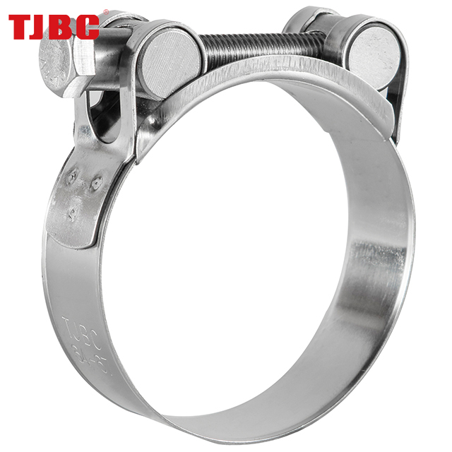 Single bolt heavy duty hose clamp for truck