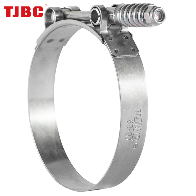 Stainless steel T bolt heavy duty hose clamp with spring