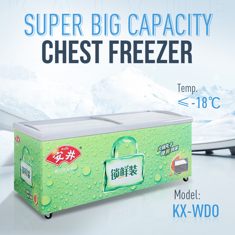 Horizontal deep freezer frozen food display deep freezer