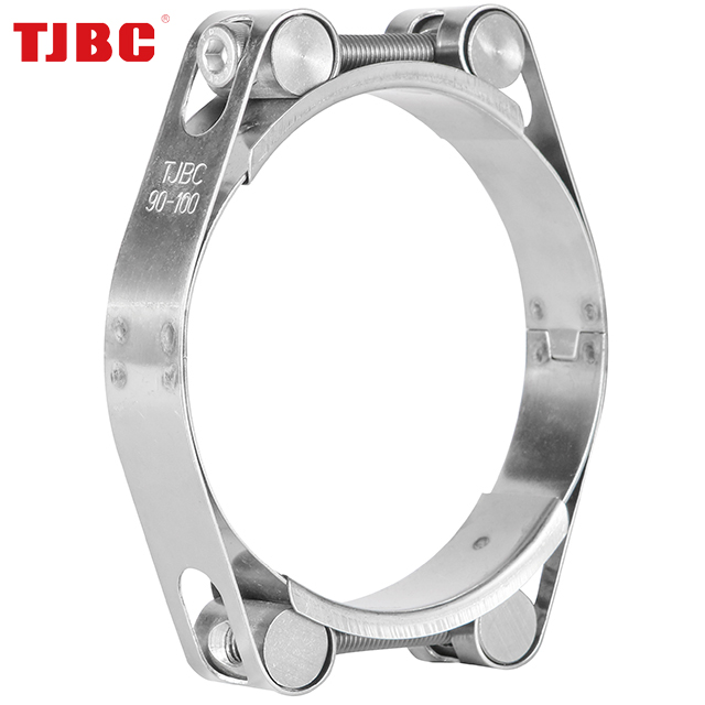 Double bolts and double band stainless steel heavy duty hose clamp