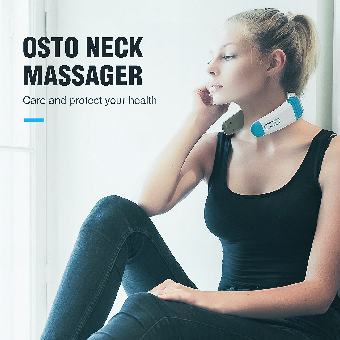 EMS TENS Low Frequency Pulse Heat Massage 4D Smart Electric Heating Neck Massager 10 Mode 50 Level