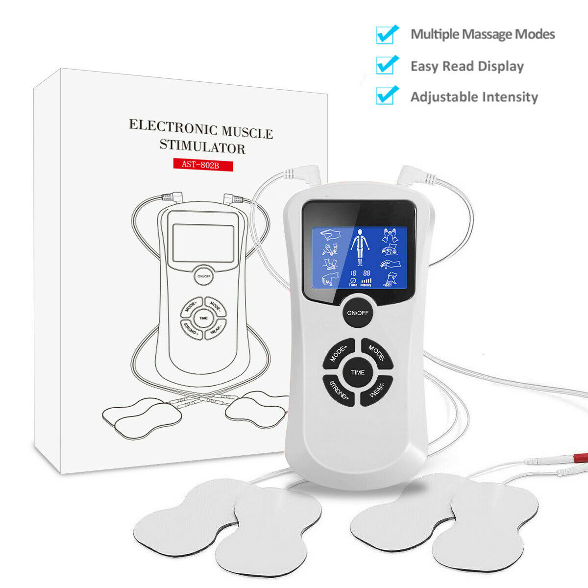 Medical 2 channels tens unit pulse therapy massager machine ems muscle stimulator