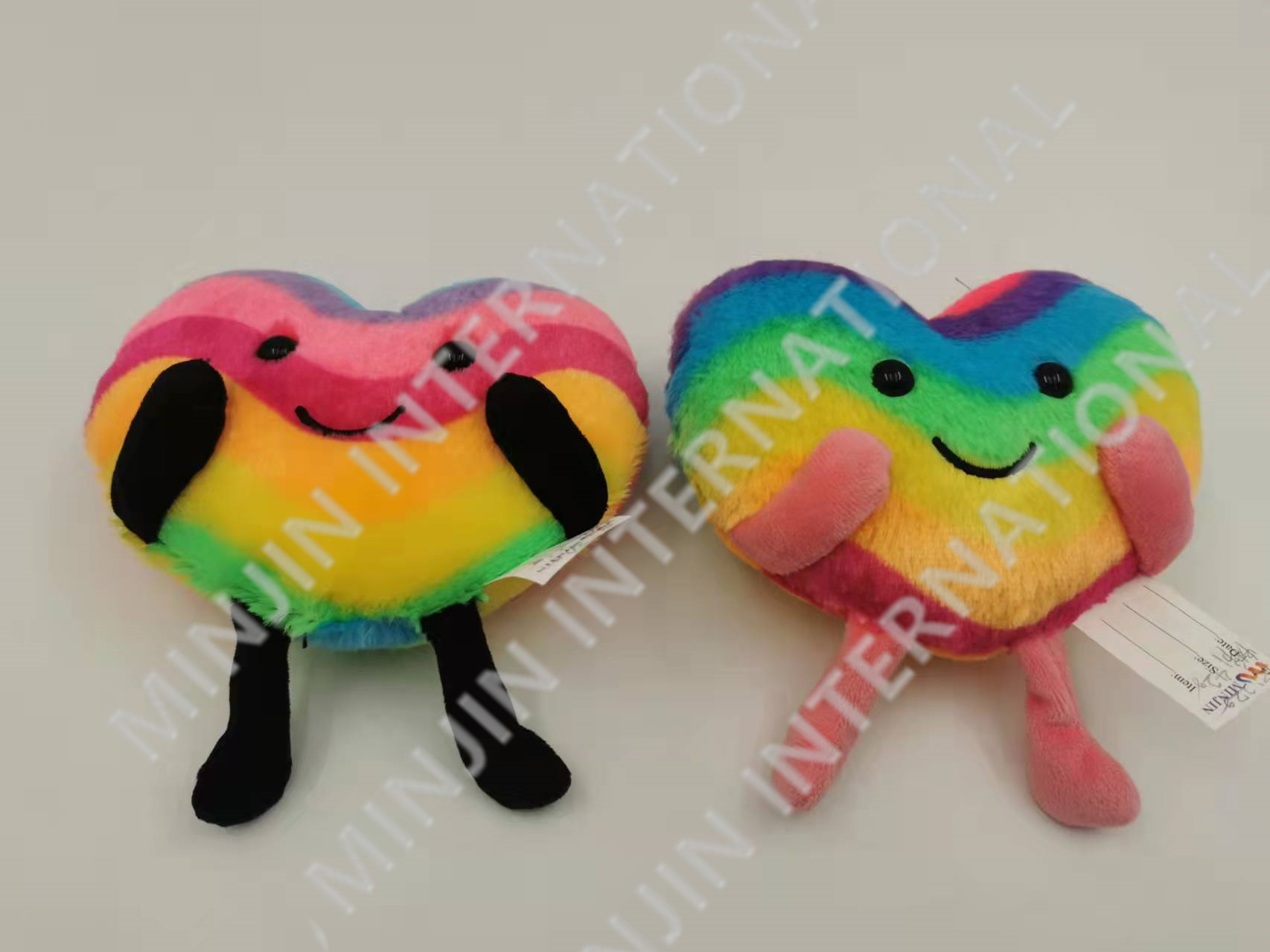 High quality plush material of reainbow heart