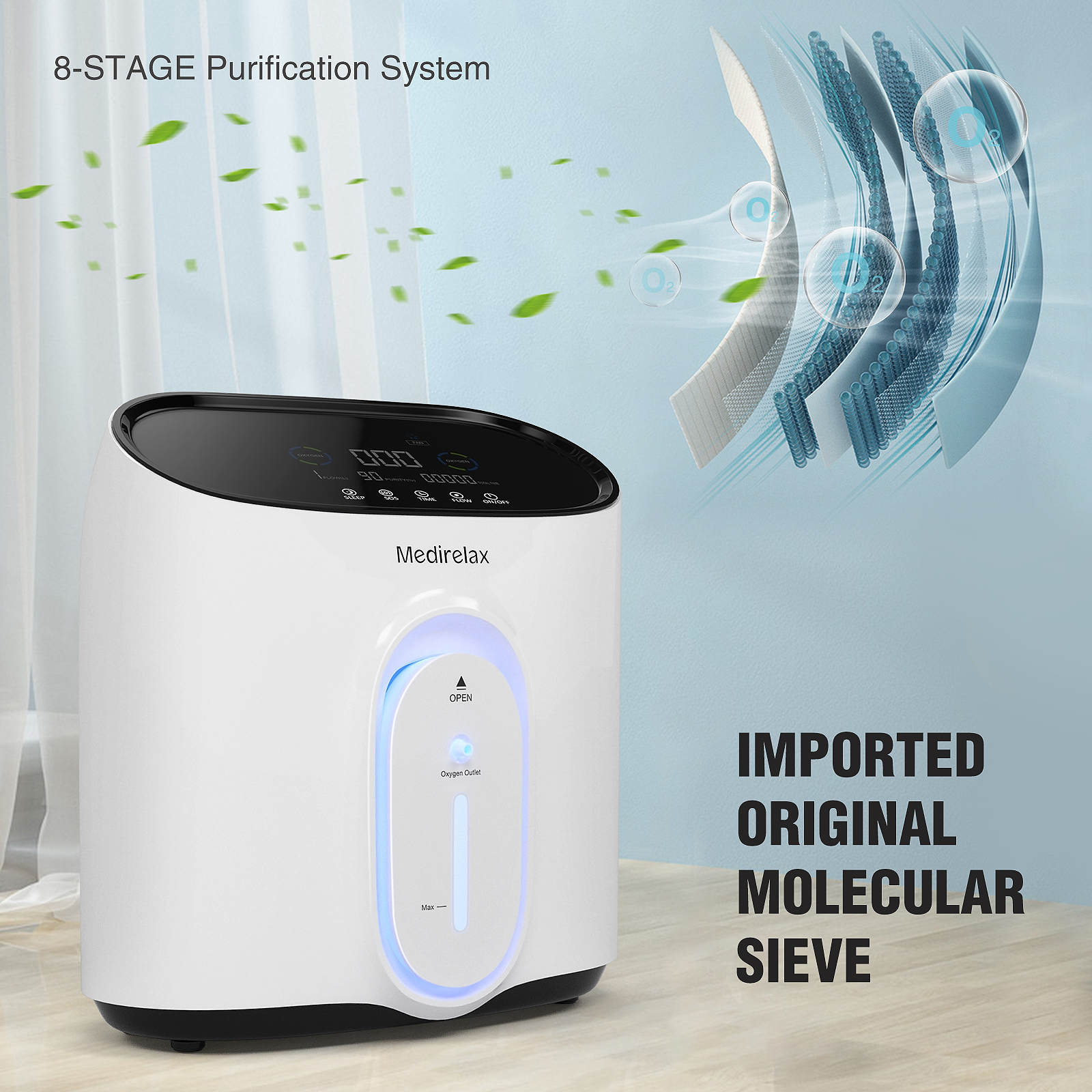 Portable 1-8L oxygen concentrator oxygen generator machine