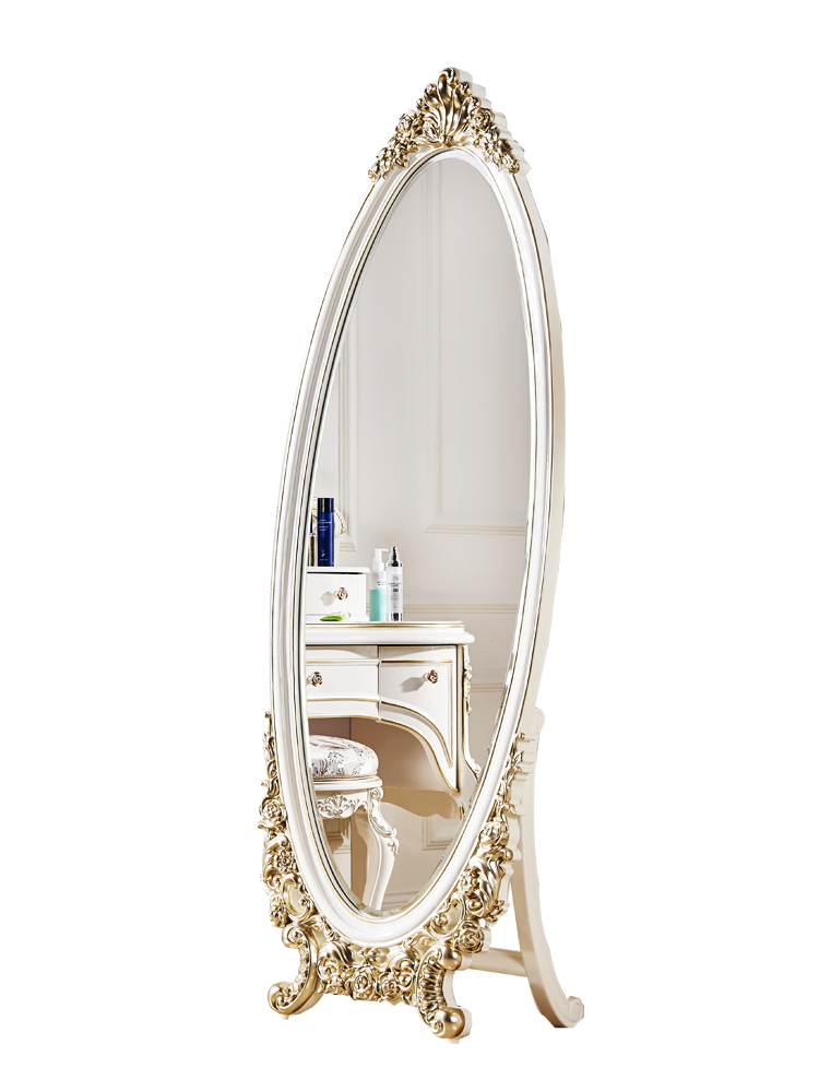 Full solid wood European full-body fitting mirror luxury carved three-dimensional dressing mirror