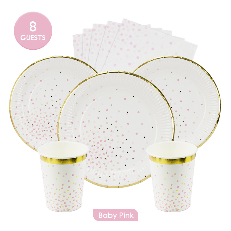 Baby pink disposable tableware set