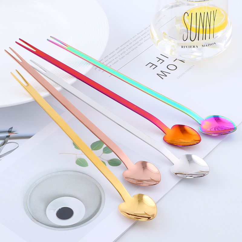 Stainless Steel Heart Shaped Spoon with Fork