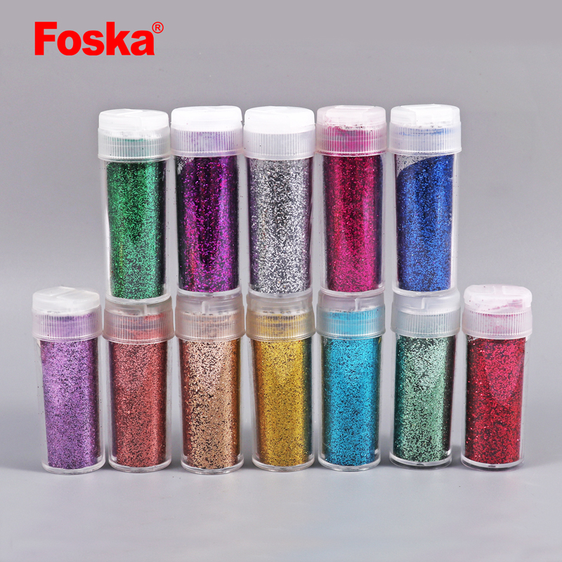 Foska 12 colors Colorful Cosmetic Puff Glitter Powder