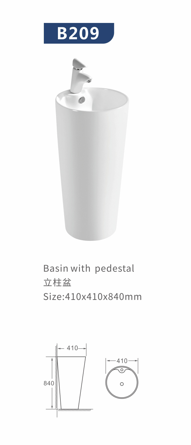 a one piece sink big Pedestal basin self cleaning glaze