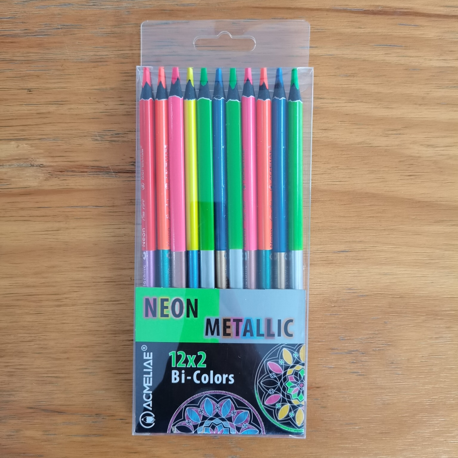 Neon-Metallic Bi-Color Pencil Triangular