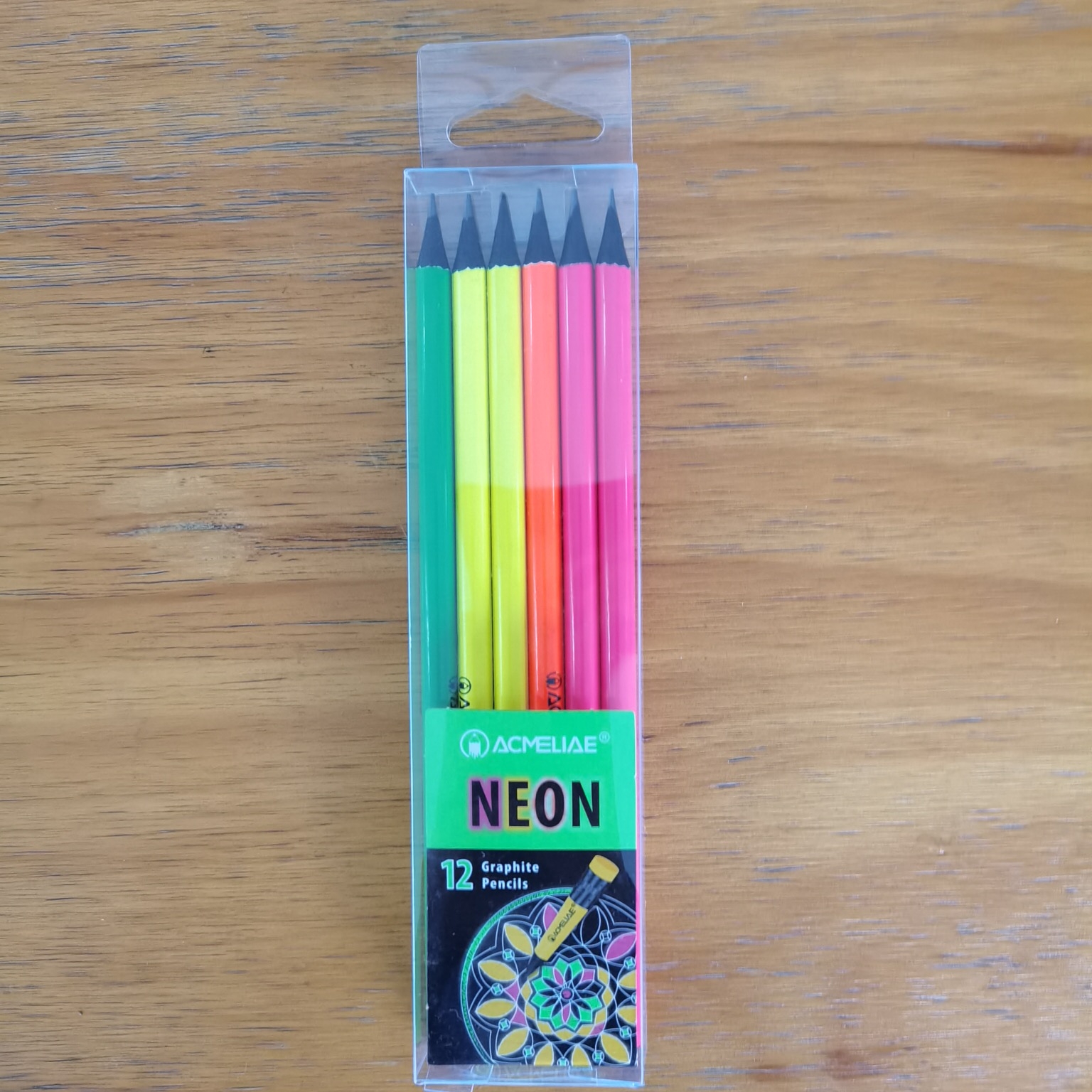 Neon body HB pencil with eraser in round shape