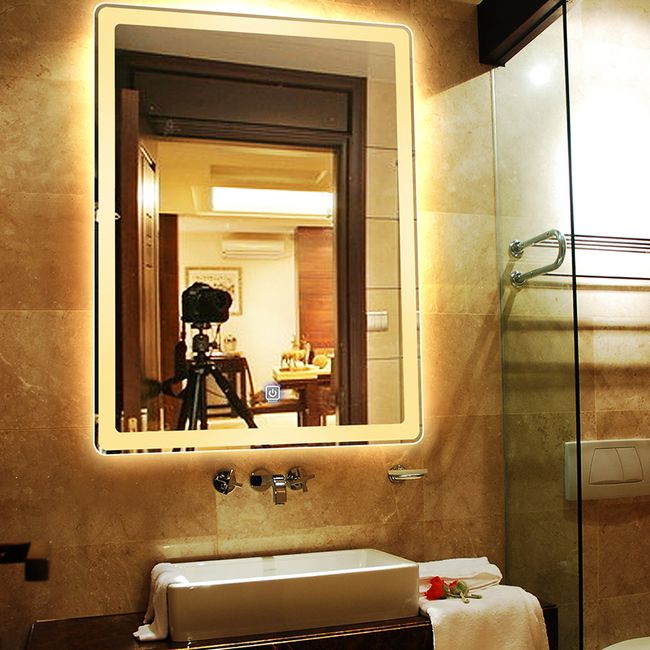 Rectangular LED intelligent bathroom aluminum alloy frame with light wall simple design