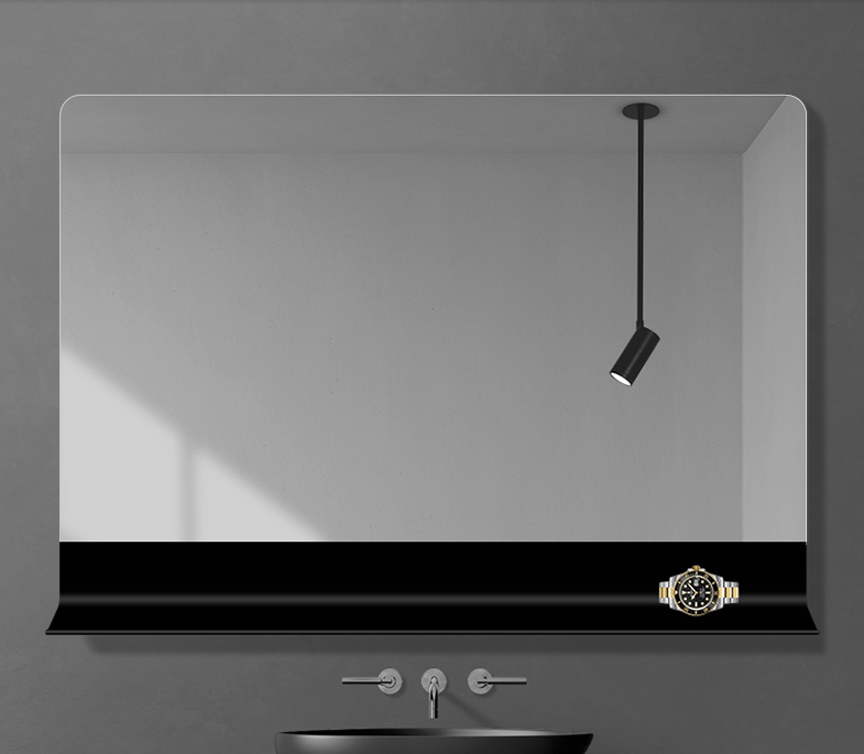 Bathroom mirror with shelf to hang on the wall of modern simple light luxury style