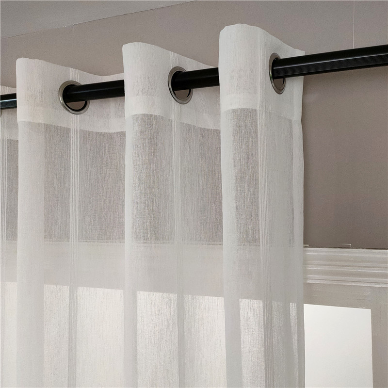 White Dolly Chenille Striped Sheer Curtain Light Office Window Curtain,GRS curtain,recycle curtain