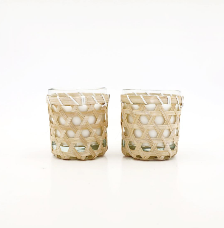 Scented Glass Candle With Bamboo Holder
