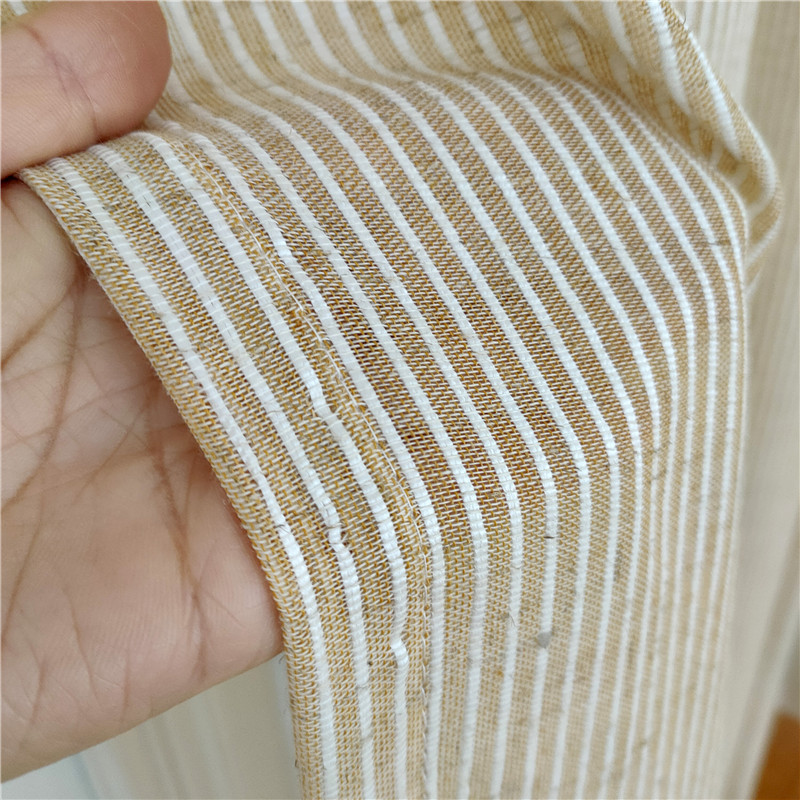 Translucent Linen Striped White Tulle Curtains Yarn-dyed Width Sheer Curtain For Living Room