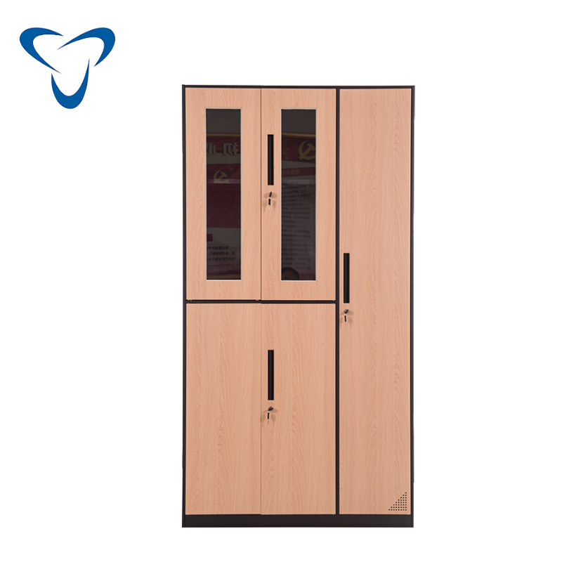 Wood grain transfer printing glass locker cabinet