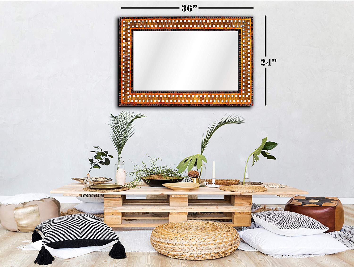 Rectangle glass mosaic home decoration haning wall mirror