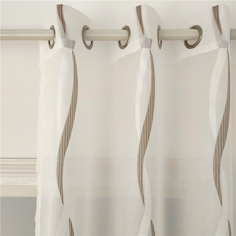 Modern Curve Yarn-dyed Jacquard Decoration Light Transmitting Sheer Curtains For Living Room Bedroom