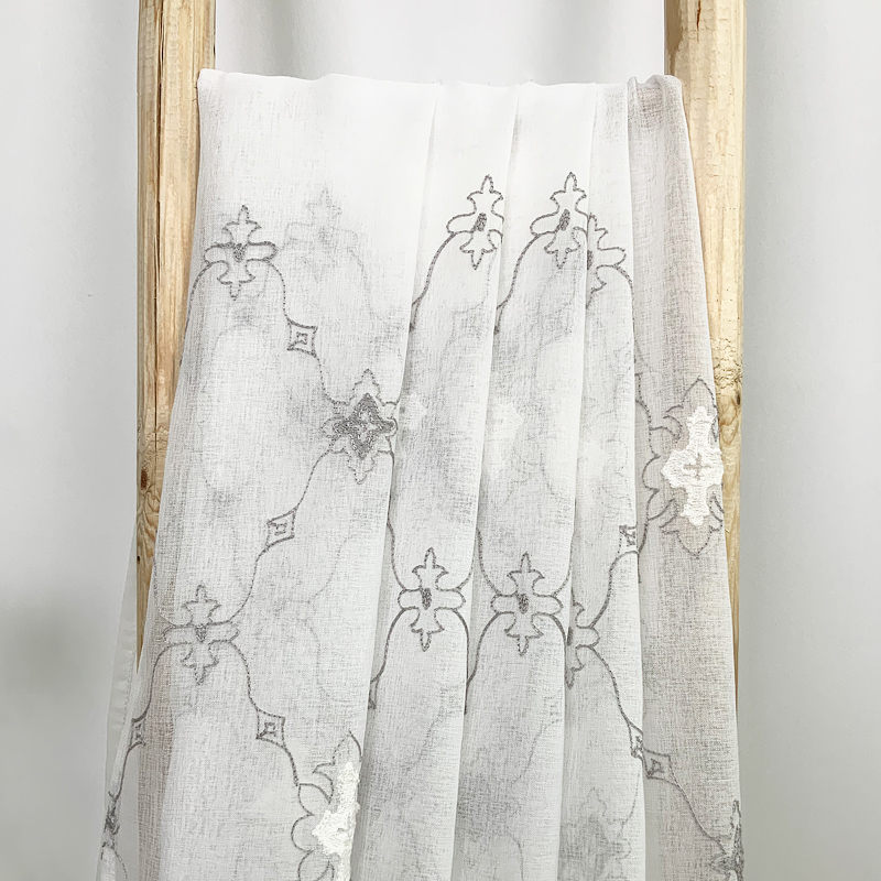 E8407 100% poly embroidery curtain and fabric
