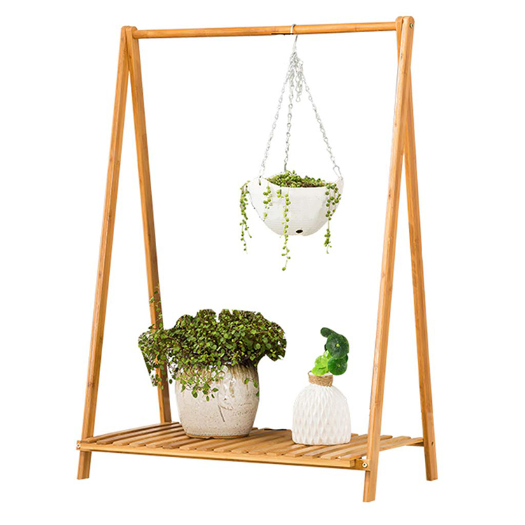 Flower Racks Bamboo Flower Stand Folding Flowerpot Display Shelf Hanging Rack Plant Stand for Indoor