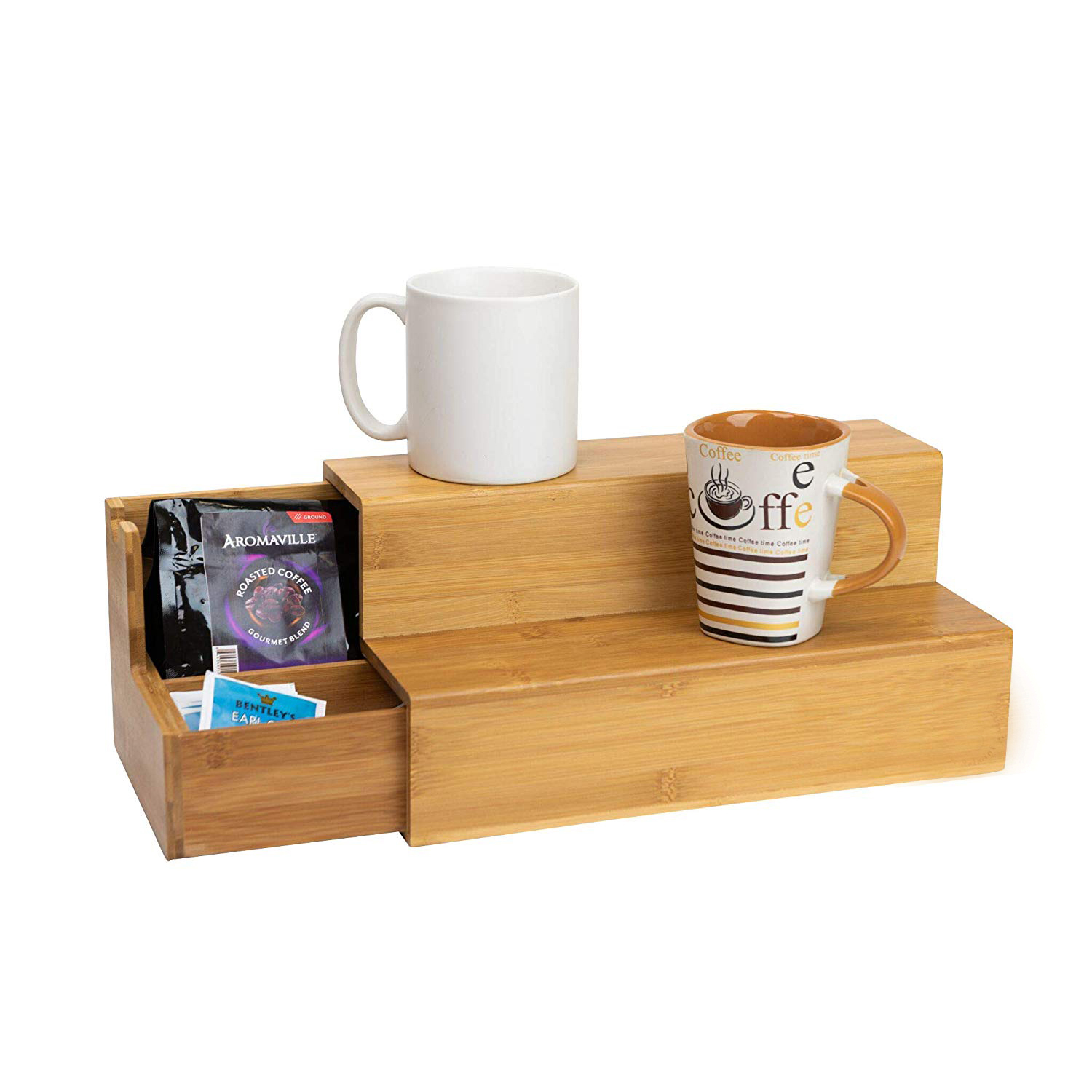 Hot Sale Adjustable Extendable Sides Bamboo Caddy Organizer