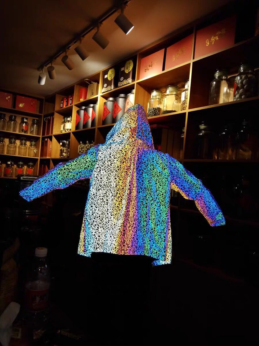 Casual Jackets Bubble Jacket Men Black Reflective Bike Coat Hip Hop Multicolor Reflective Jacket Men
