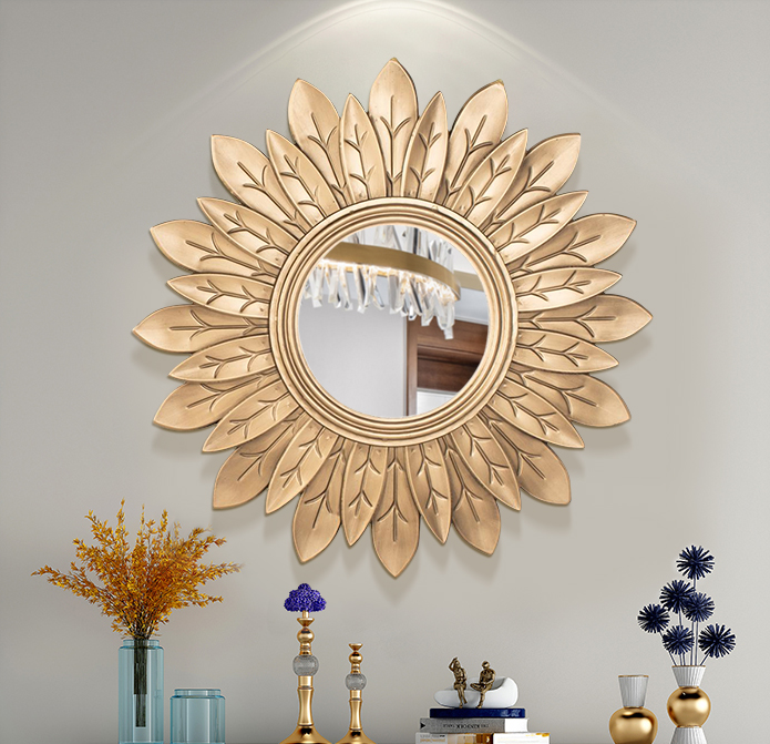 Porch wall decoration mirror round sunglasses Nordic light luxury restaurant wall mirror