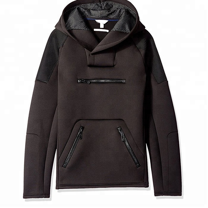 Men's Typhoon Jacket Neoprene Hoodie Fleece Lined Interior Windproof Waterproof Black Tech Hoodie
