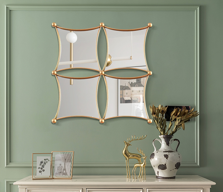 Light luxury restaurant background mirror combination decorative mirror wall hanging porch gold