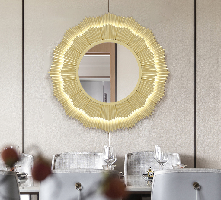 American light luxury dining side decorative background wall hanging bathroom fireplace mirror