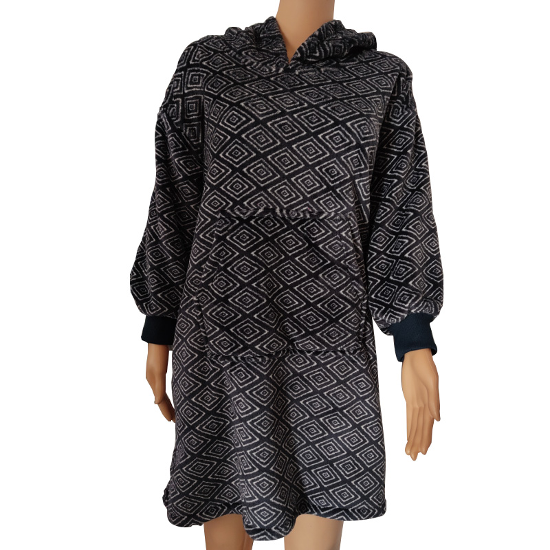 Printed flannel blanket with hoodie warm and confirtable blanket with full sleeves