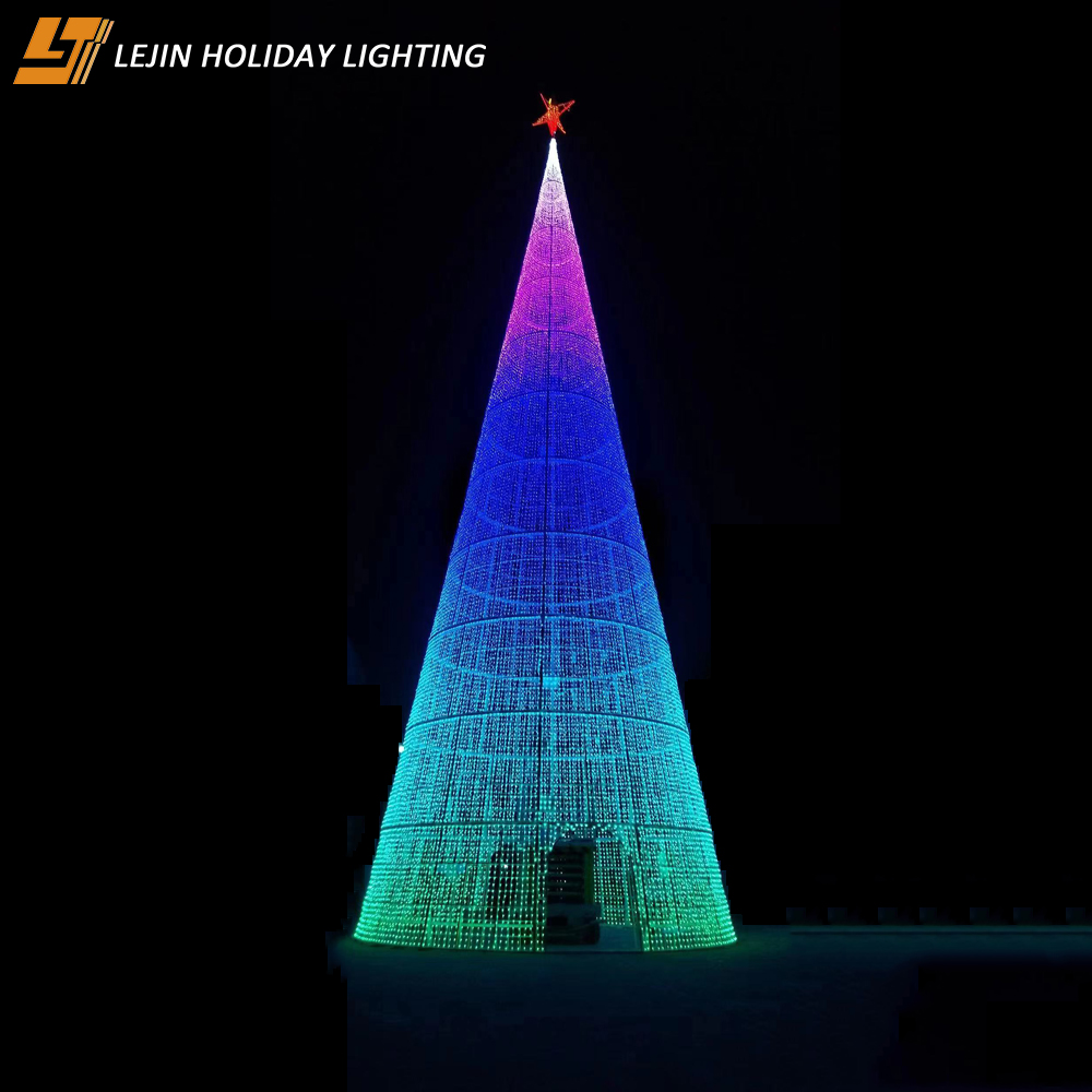 Large Christmas tree LED shaped lights changing color by remote control