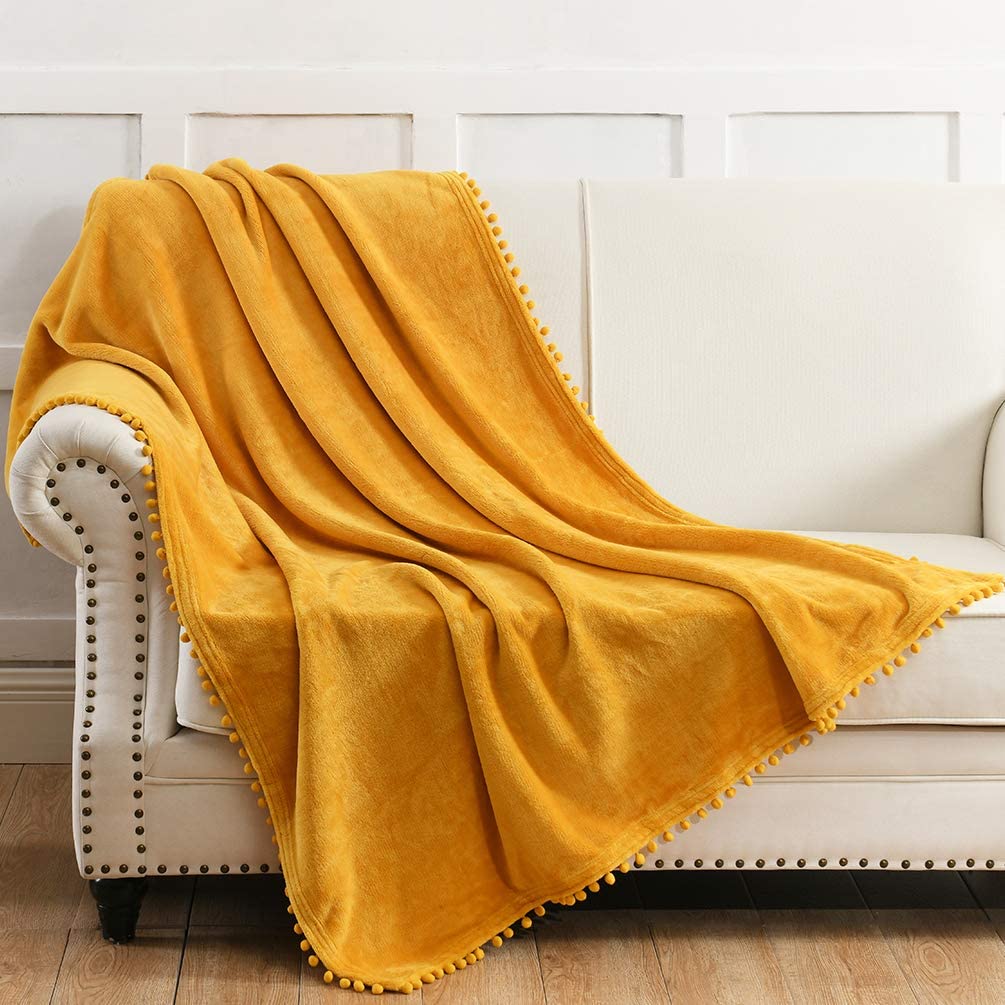 Yellow flannel Throw Blanket