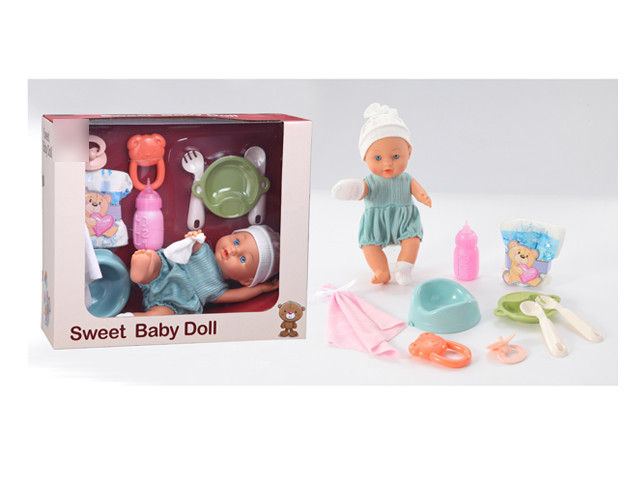 12 Inch vinyl doll(with milk bottle,diaper and accessories)