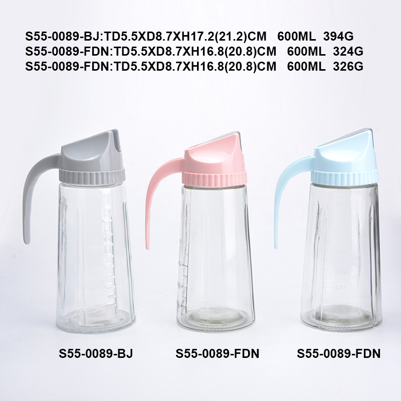PP Plastic Automatic Kitchen Organizer Cooking Vegetable Olive Glass Oil Glass Jar