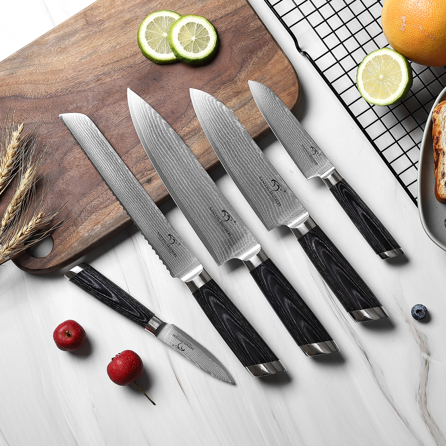 Damascus Steel Knife 5 Pcs