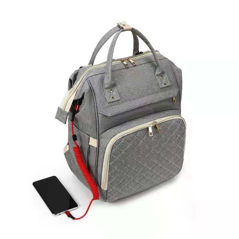 Large Capacity Multifunction Travel BackPack Maternity Baby Changing Nylon Diaper Bag with USB