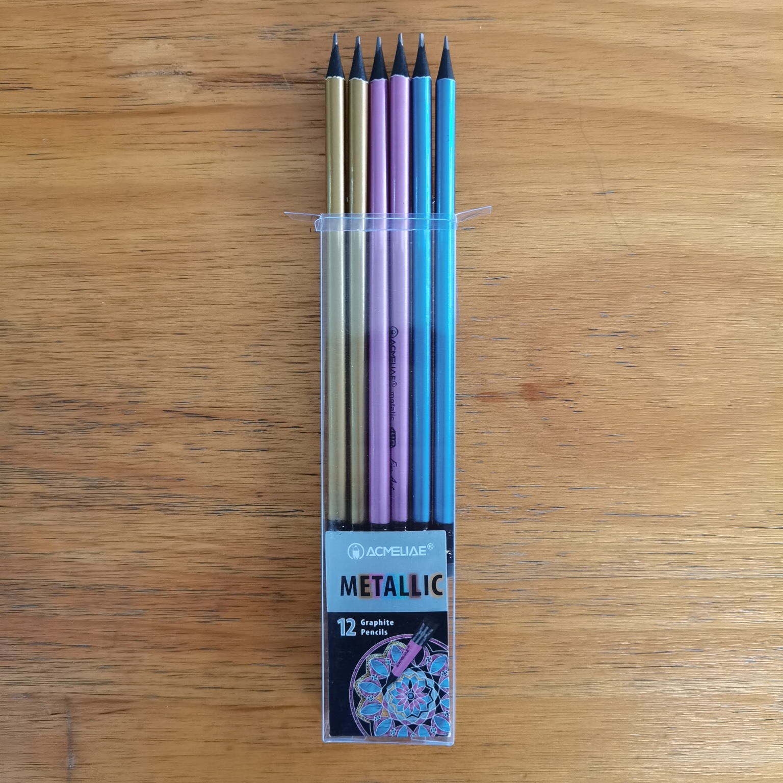 Metallic Body HB Pencils With Eraser Triangular-PET box