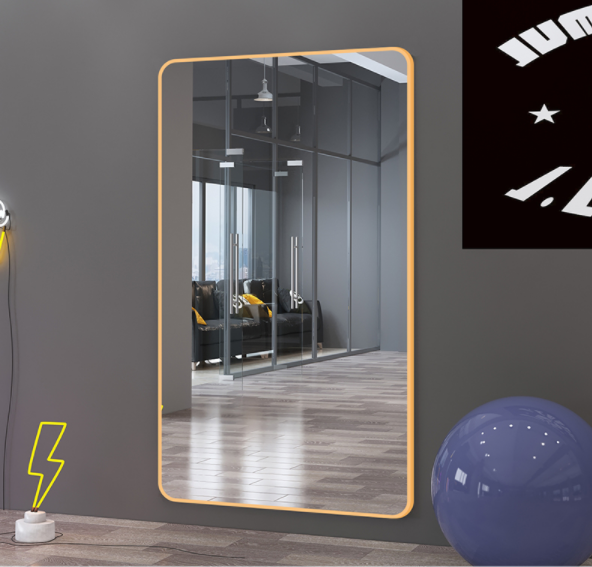 Simple aluminum alloy dance room mirror hanging wall gym large size full body mirror