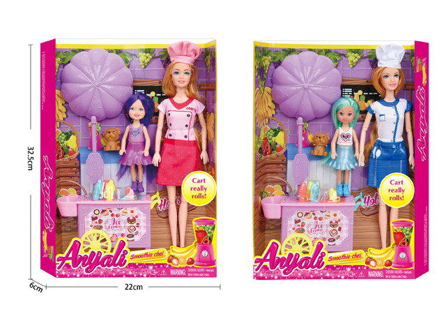 Doll set(with fruit car and accessories,2 assorted)